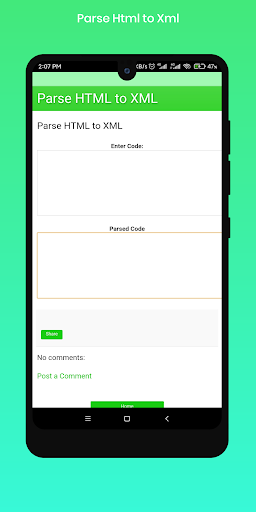 Android application Parse HTML to XML screenshort