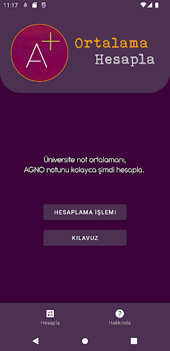 Android application Üniversite Not Hesaplama screenshort
