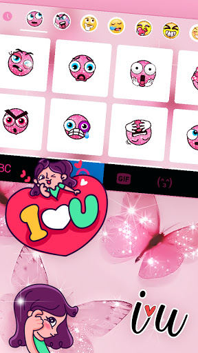 Pink Butterfly Keyboard Backgr Screen 3