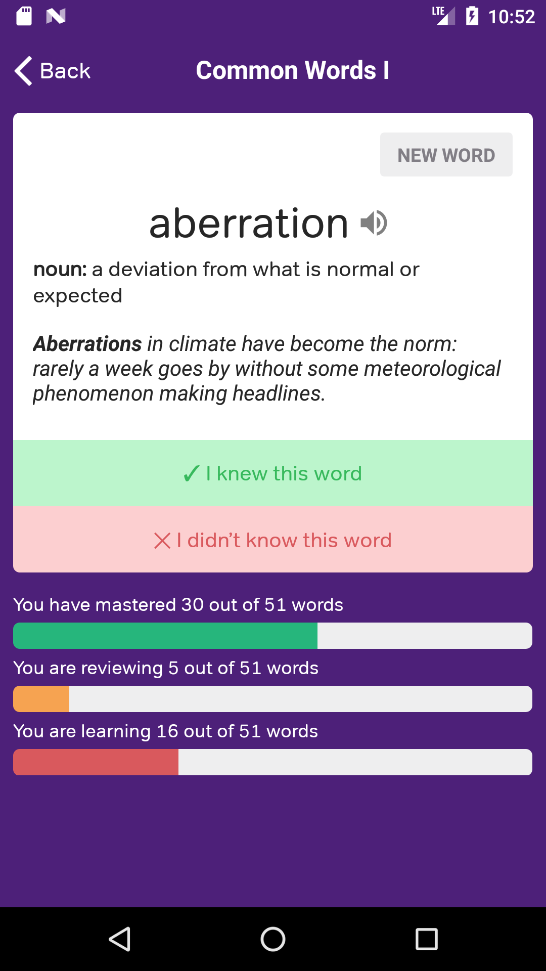 Android application GRE Vocabulary Flashcards screenshort