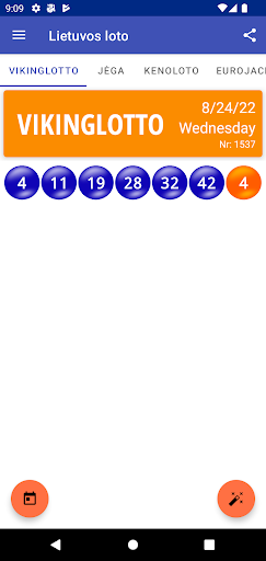 Android application Lietuvos loto - AI prognozė screenshort