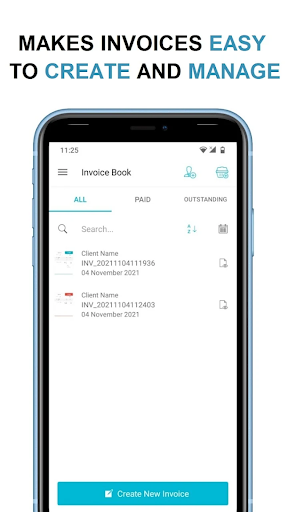 Screenshot of Invoice and Receipt Maker app