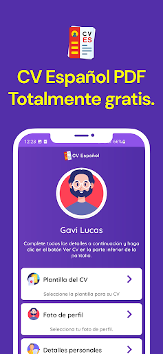 Android application CV Spanish PDF screenshort