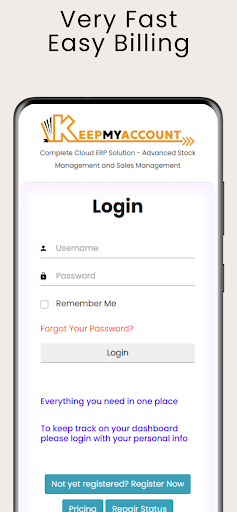 Android application KeepMyAccount POS Billing screenshort