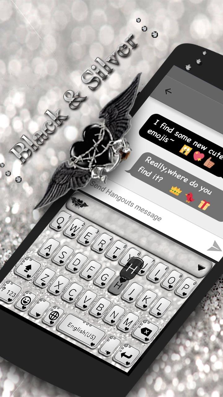 Android application BlackandSliver Keyboard Theme screenshort