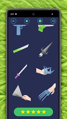 折り紙の武器：剣と銃の紙のガイドのおすすめ画像5