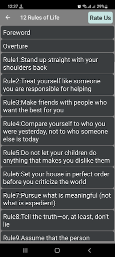 Android application 12 Rules of Life screenshort