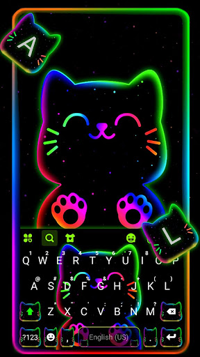 Neon Rainbow Cat Keyboard Them Screen 2