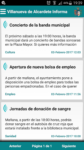 Android application Villanueva de Alcardete Infor. screenshort