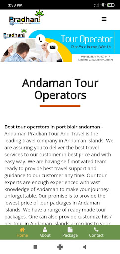 Android application Andaman Pradhan Tours screenshort
