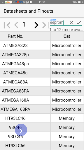 Android application Datasheet and Pinouts screenshort