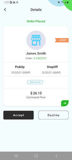 Laundry PickUp Providers Screen 2