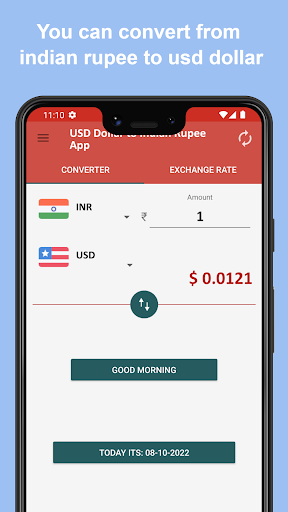 USD Dollar to Indian Rupee App Screen 3