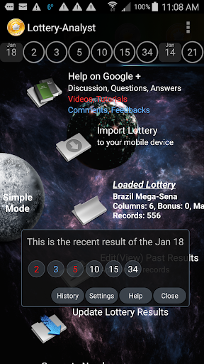 Android application Lottery Analyst screenshort