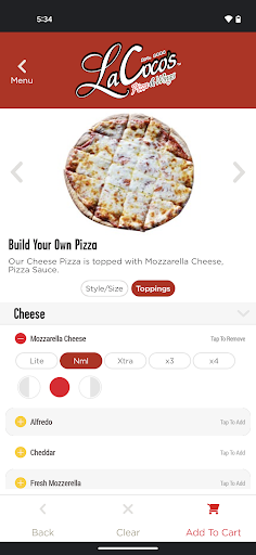 Screenshot of LaCoco’s Pizza