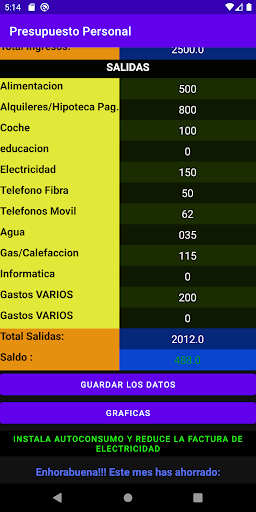 Control Ingresos y Gastos Screen 3