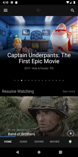 Android application X TV screenshort