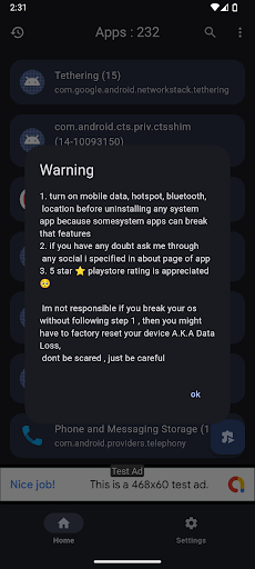 Android application System App Remover screenshort