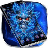 Blue Fire Skull Theme icon