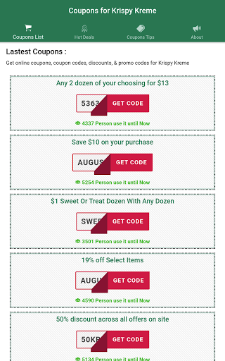 Coupons for Krispy Kreme Menu