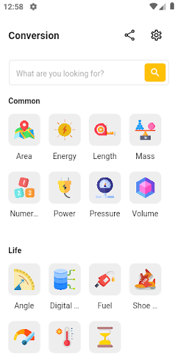 Android application Konversi Satuan screenshort