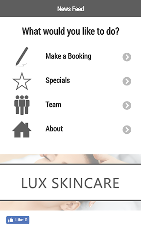 Android application Lux Skincare screenshort