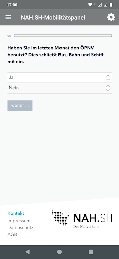Android application Das NAH.SH-Mobilitätspanel screenshort