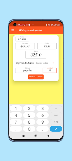 Android application Mini agenda de gastos screenshort