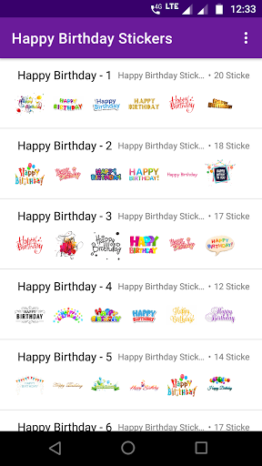 Android application Happy Birthday Stickers - WA screenshort