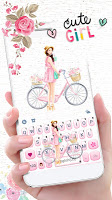 screenshot of Floral Bicycle Girl Keyboard Theme