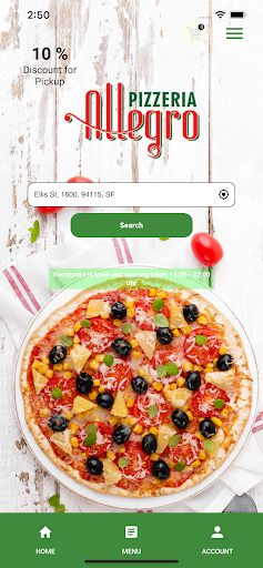 Android application Pizzeria Allegro screenshort