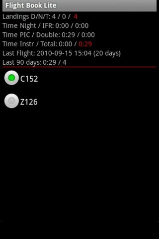 Pilots Logbook Screen 2