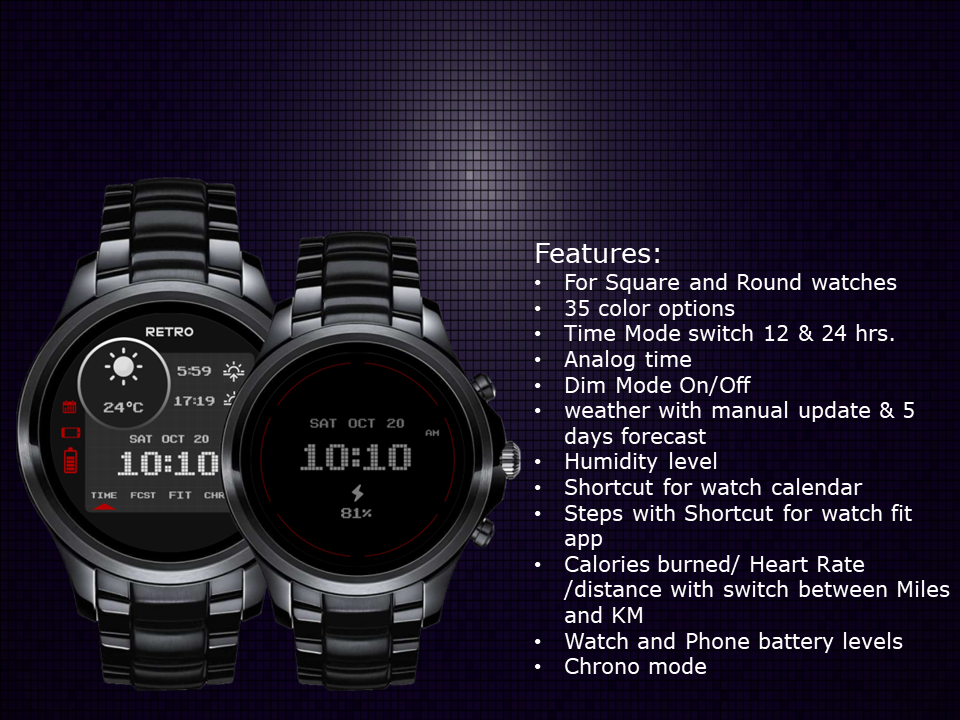 Android application Retro Watch Face screenshort