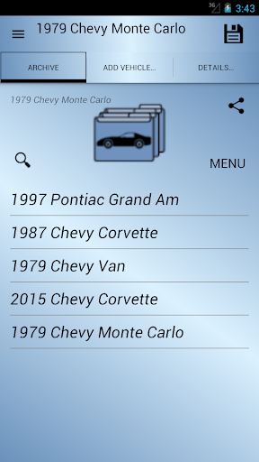 Car Archive Vehicle Database Screen 2