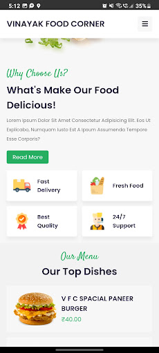 Android application V F C : VINAYAK FOOD CORNER screenshort