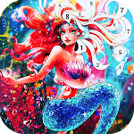 Cover Image of Herunterladen Mermaid color by number: Coloring games offline 1.0.36 APK
