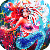 Mermaid color by number: Coloring games offline