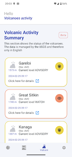 Magnitudo earthquakes-Volcano Screen 3