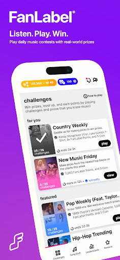 Android application FanLabel: Daily Music Contests screenshort