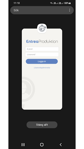 Android application Entrea Produktion screenshort