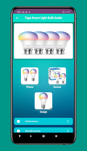 Android application Tapo Smart Light Bulb guide screenshort