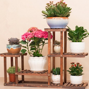 wooden flowerpot shelves ideas