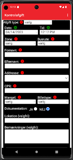 Kontrolafgift Screen 2