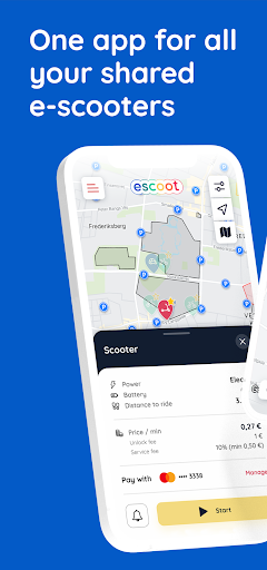 Android application eScoot | e-scooters near you screenshort