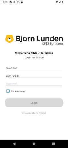 Android application KING WMS Orderpicken screenshort