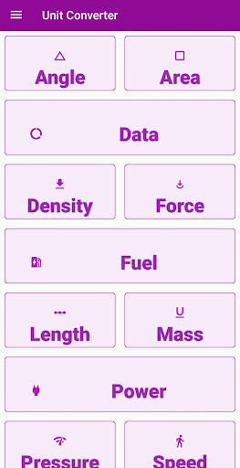 Android application Unit Converter screenshort