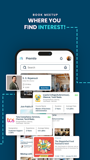 College, Job, & Meetup search Screen 3