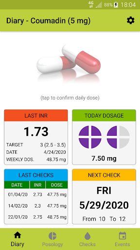 Android application INR Monitor screenshort