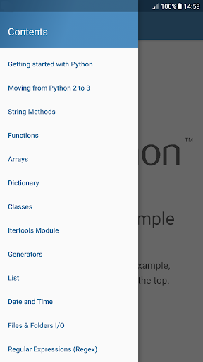 Learn Python by code examples Screen 2