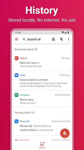 Android application Nap: notification manager screenshort